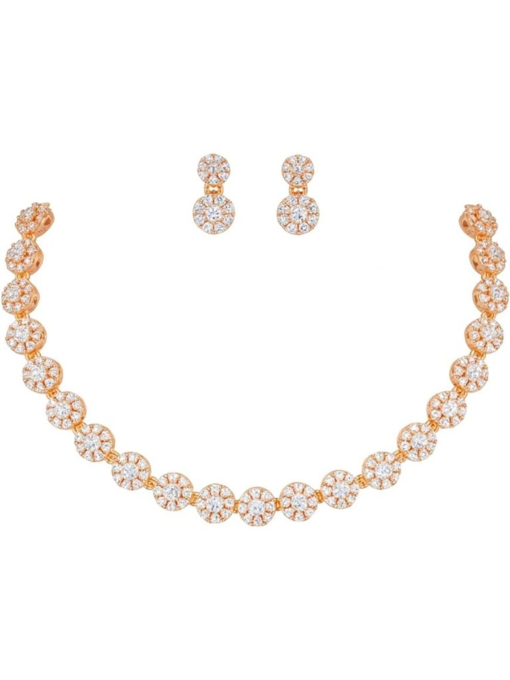 Elegant Rose Gold & Silver Plated American Diamond Jewelry Set | Anti-Tarnish